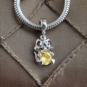 Like New GNOCE 925 SS Bracelet and Baby Crocodile Charm & November Birth Stone